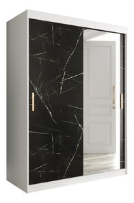 Šatníková skriňa 150 cm Marbelo T2 (matná biela + čierny mramor)