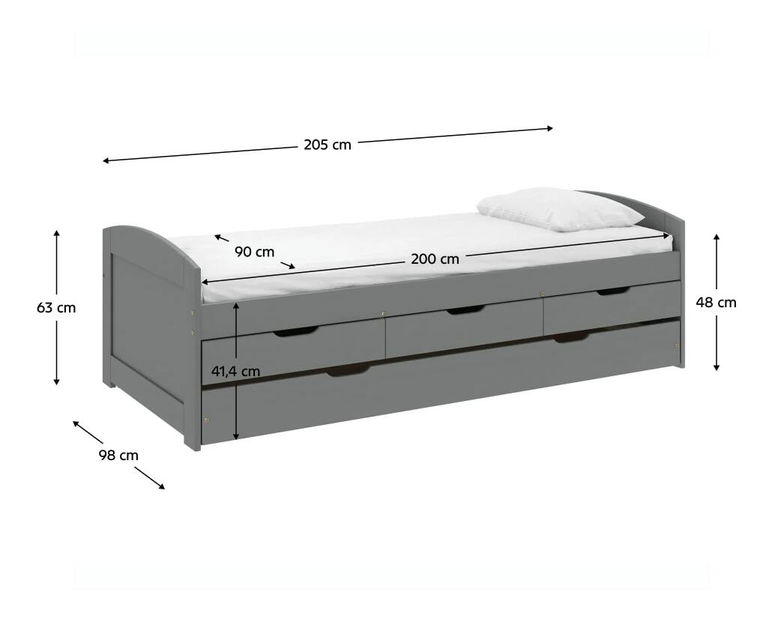 Krevet s pomoćnim ležajem Manuela (siva) 
