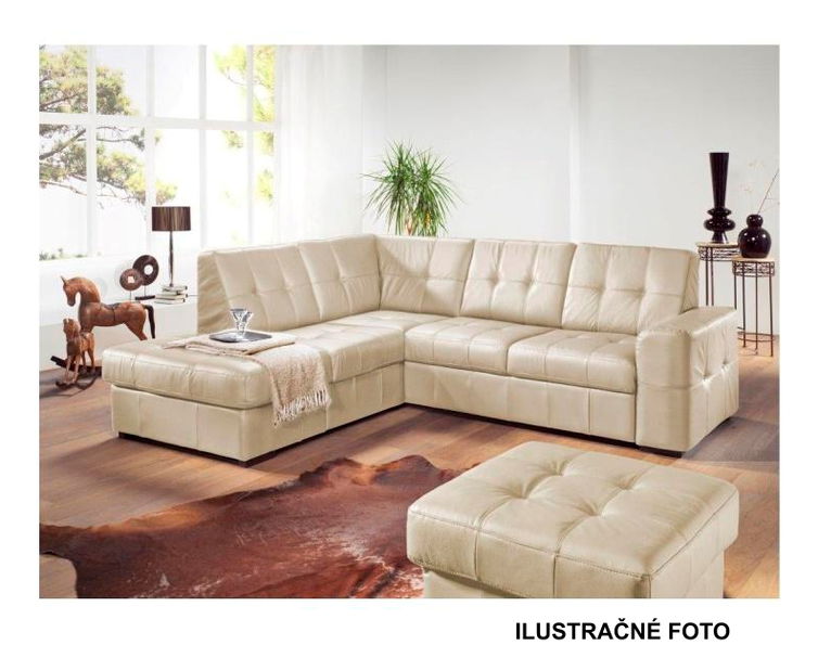 Kožená rohová sedačka Thaldia (biela) (L)