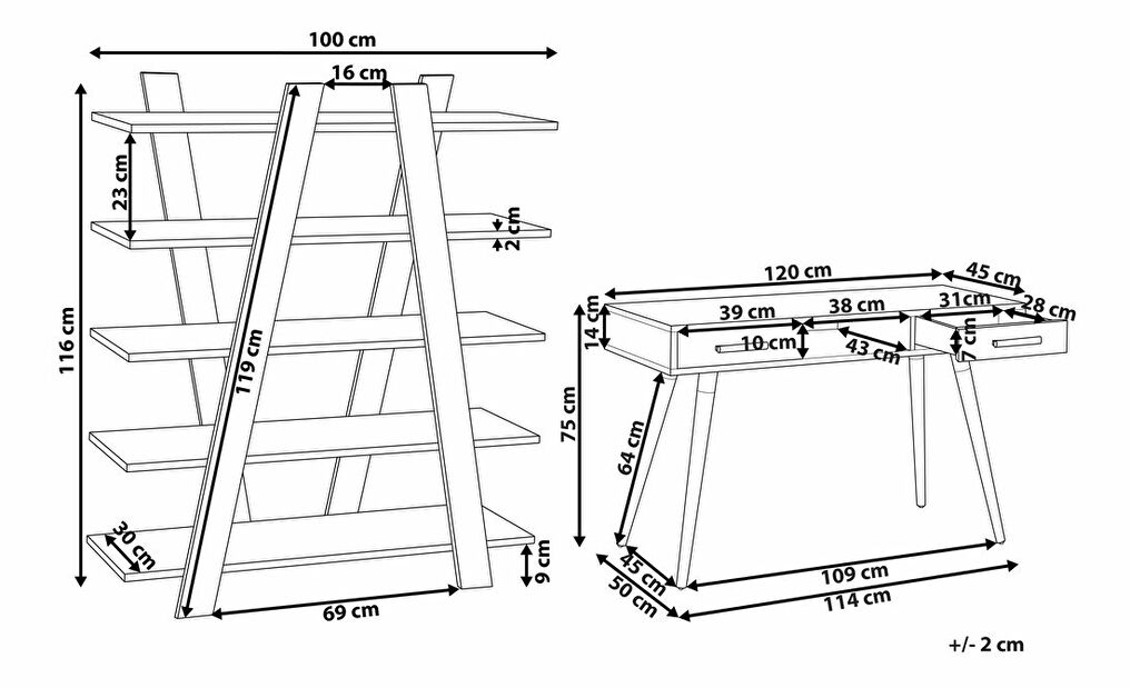 Set mobilier birou Enzo (Alb + gri)