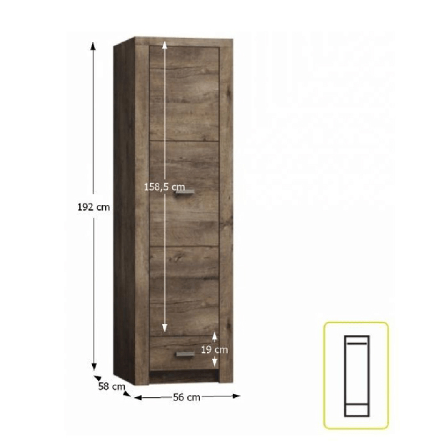 Šatníková skriňa Inneas 02 (jaseň tmavý)
