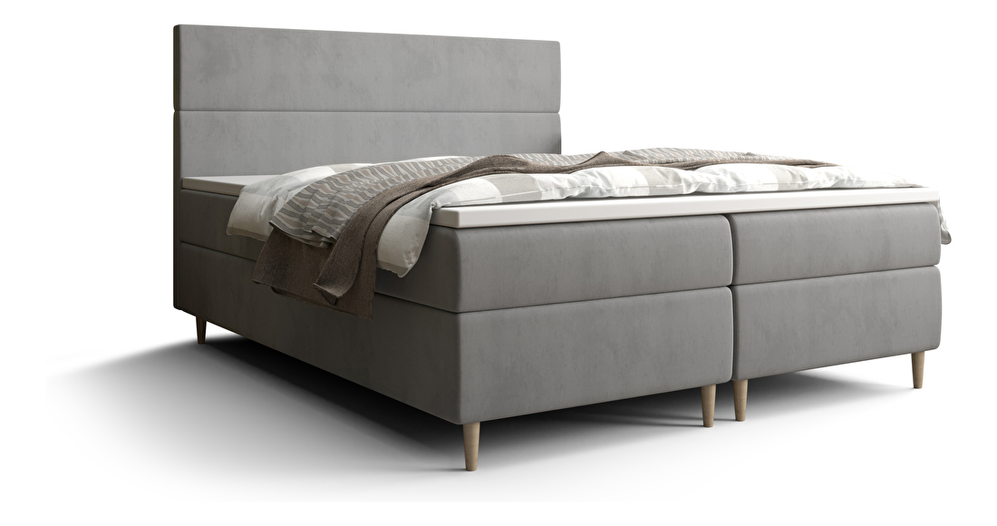 Franciaágy Boxspring 140 cm Flu (szürke) (matraccal és tárolóhellyel)