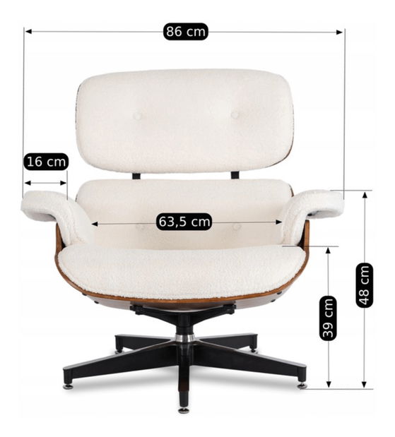 Fotelja sa tabureom Procesion (bijela) 