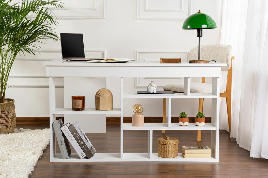 Rohový PC stolík Cete (biela)