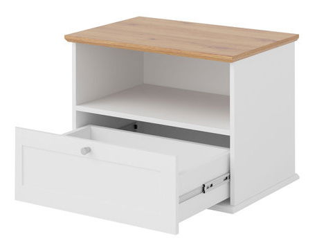 Noćni stolić Fritz 1SZ (bijela + hrast lefkas)