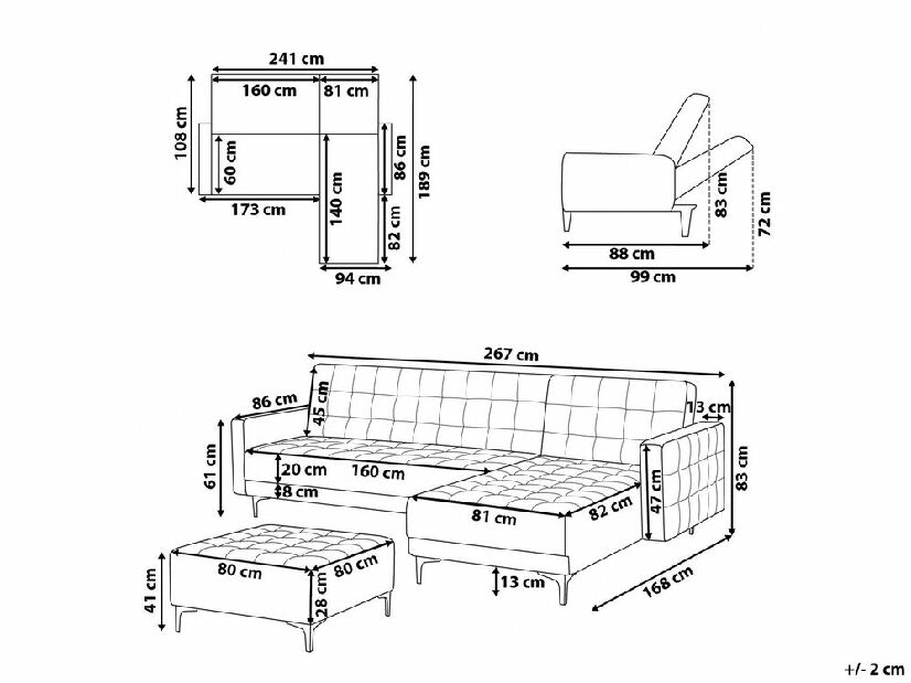 Sarokkanapé Aberlady 4 (fehér) (taburettel) (J)