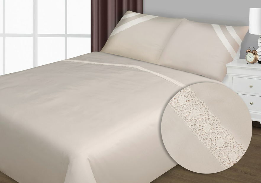 Posteľná bielizeň 200x140 cm Retro (béžová) (komplet s obliečkami na vankúše)