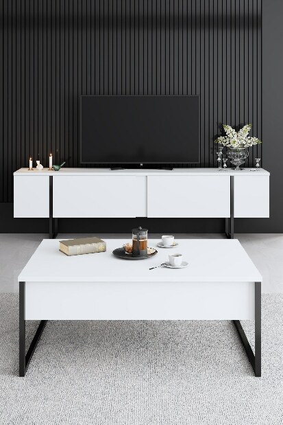 Mobilier living Luna (Alb + Negru)