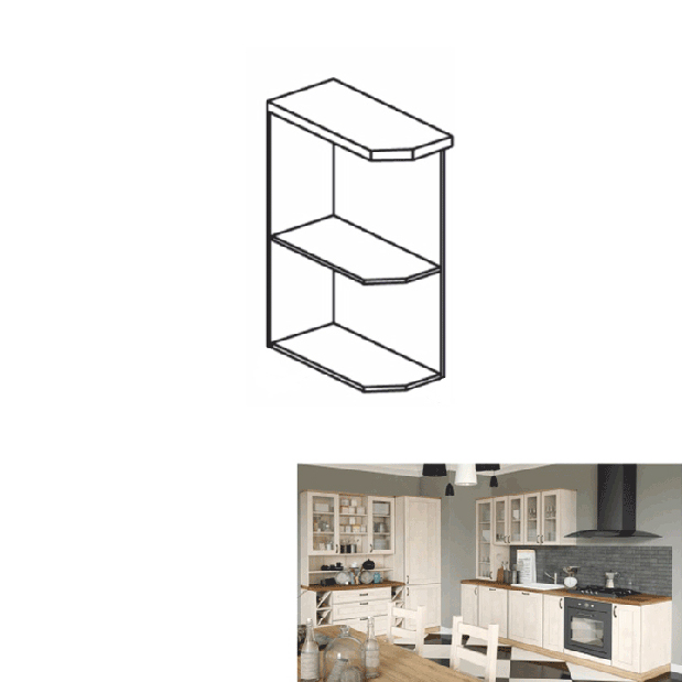 Spodná rohová kuchynská skrinka D25PZ Regnar