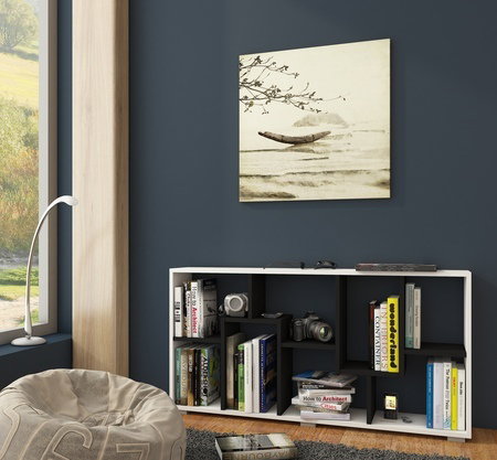 Raft Denny C larg alb + negru