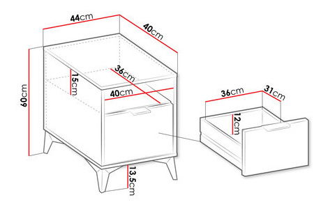 Noptieră Semprum 1SZ (nisipiu bej)