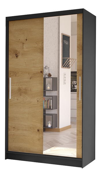 Šatníková skriňa Coletta III (čierna + dub artisan)