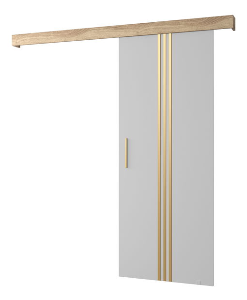 Tolóajtó 90 cm Sharlene V (matt fehér + szonoma tölgy + arany)