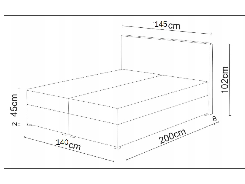 Franciaágy Boxspring 140 cm Lilac (minta + fekete) (matraccal és tárolóhellyel)