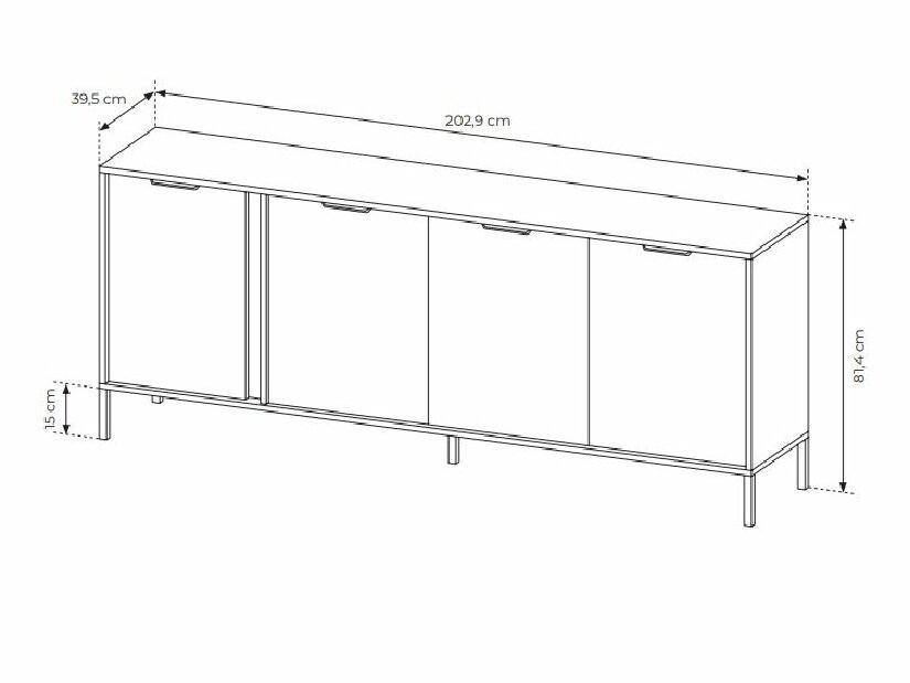 Komoda Lyran 4D (antracit + zlatna)