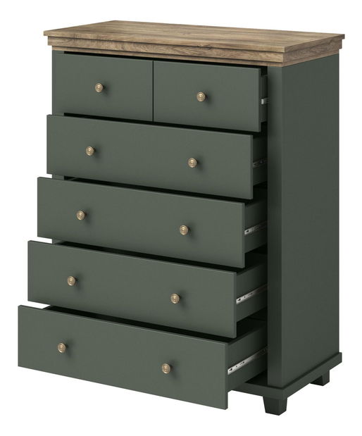 Comodă Elvina S Typ 45 (verde + stejar lefkas)