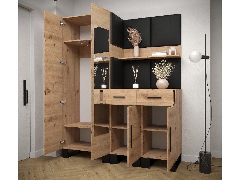 Set mobilier pentru hol Amanda 15 (Stejar artisan + Albastru)