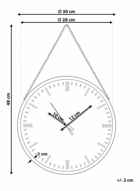 Nástenné hodiny ø 30 cm Bonnie (čierna)