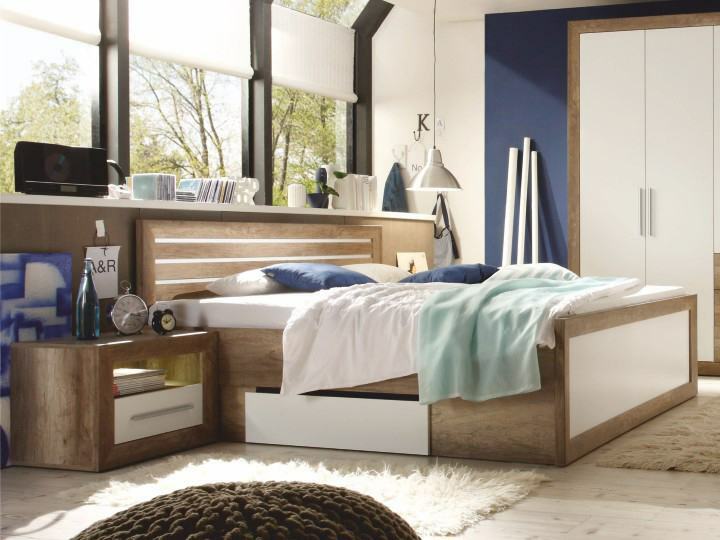 Manželská posteľ 180 cm Ferara (s úl. priestorom + 2 ks stolík)