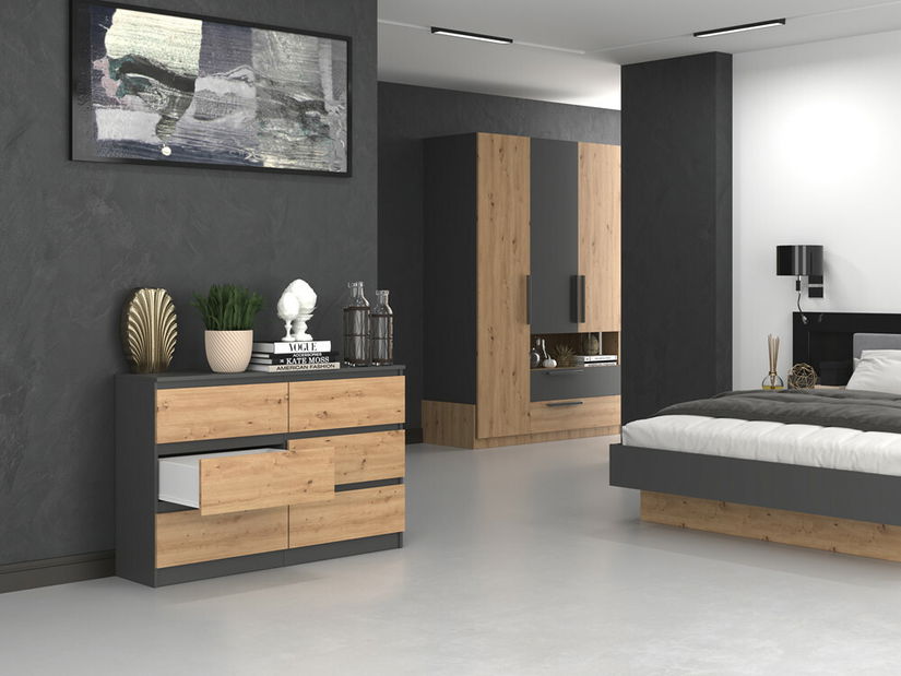 Komoda Musecalo 6 120 (antracit + dub artisan)