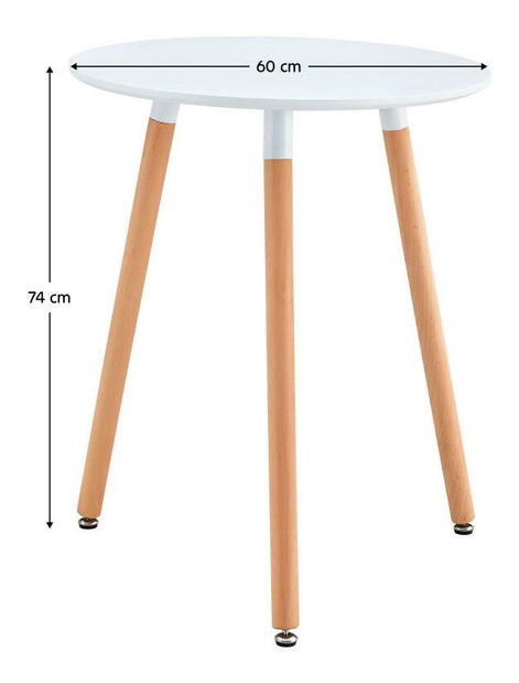 Masă de sufragerie Elcino (alb mat + fag) (pentru 1 osobu)