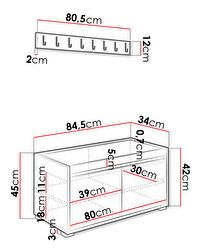 Nábytok do predsiene 80 + 2 kusy čalúnených nástenných panelov Pag 40x30 Karline (Biela + sivá)