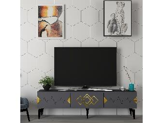 TV asztal/szekrény Vubuda (antracit + arany) 