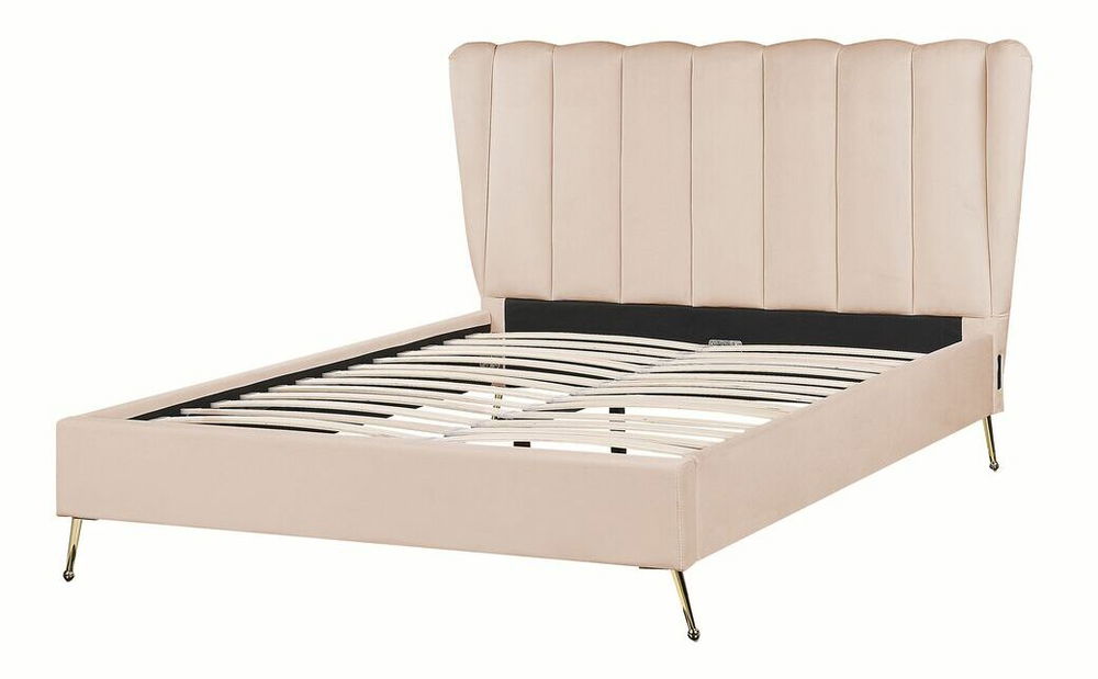 Manželská posteľ 140 cm Mirabell (béžová) (s roštom) (s USB portom)