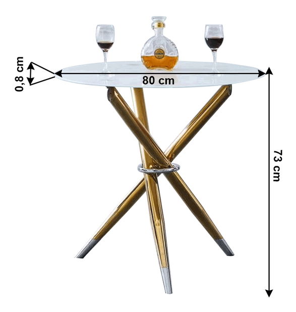 Măsuță de cafea Hubei (alb + auriu Crom)