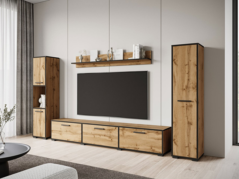 Mobilier living Ikinra XL (Stejar wotan + Negru) 