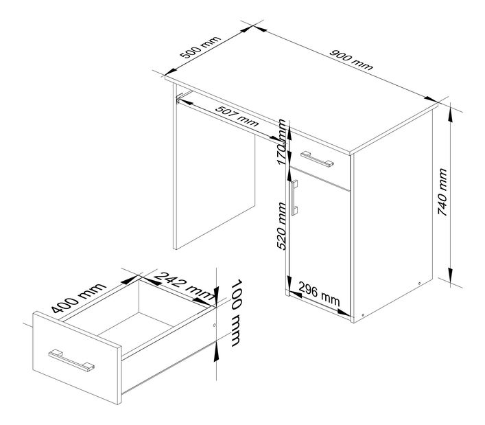 PC asztal Padma (wenge + szonoma tölgy)