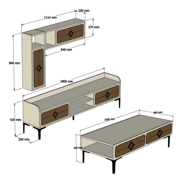 Zostava nábytku do obývacej izby Simba (orech)