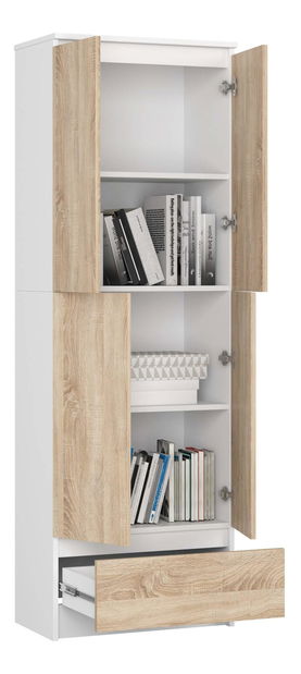 Polcos szekrény Renzo (fehér + tölgy sonoma)