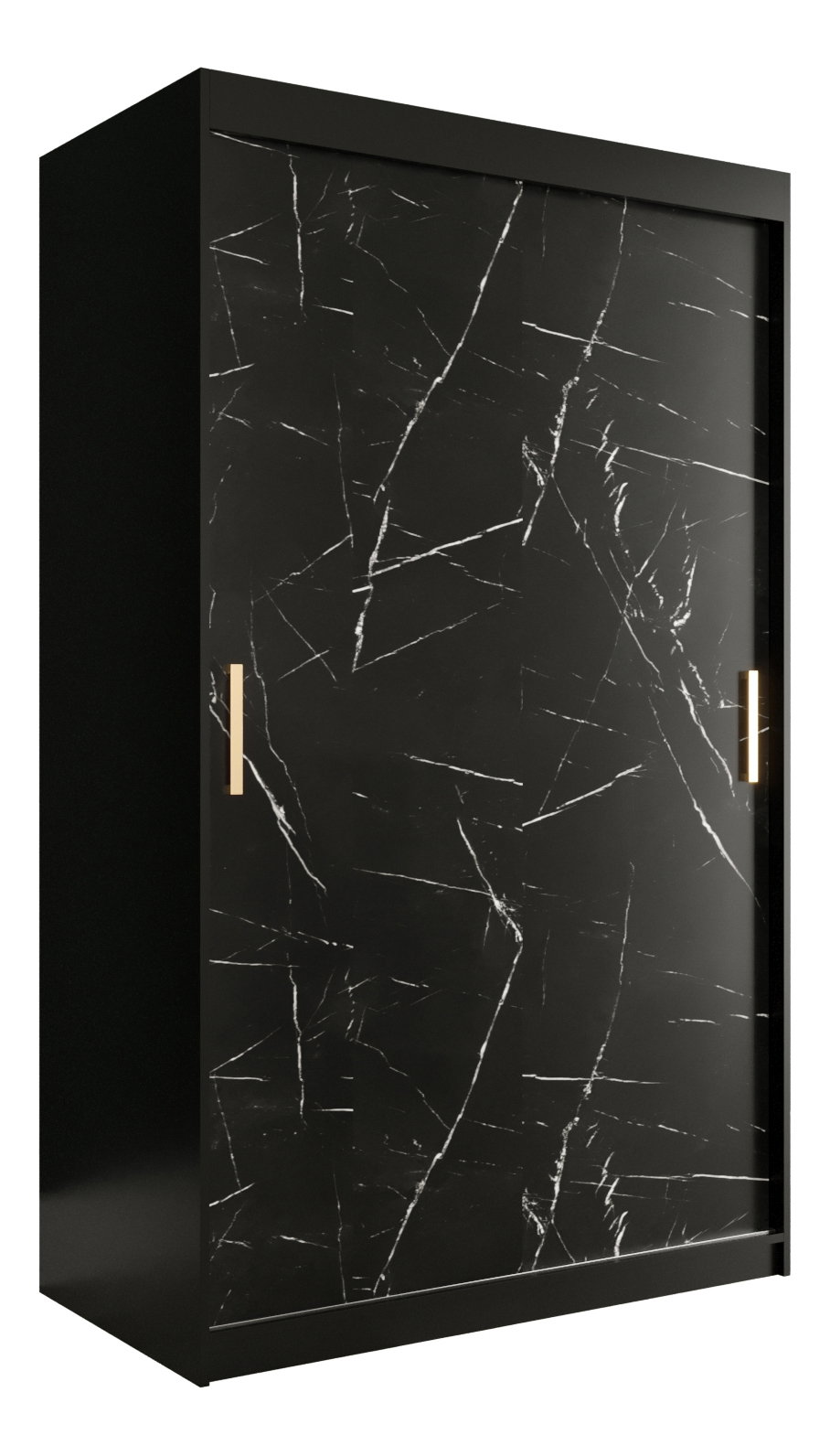 Ruhásszekrény 120 cm Marbelo T (matt fekete + fekete márvány)