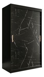 Dulap de haine 120 cm Marbelo T (mat negru + marmură neagră)