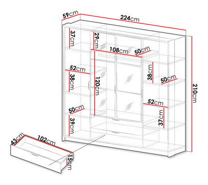 Ormar za garderobu Chollie 220 (kesten + antracit)