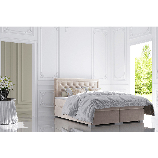 Pat matrimonial Boxspring 160 cm Durius (cu saltele)