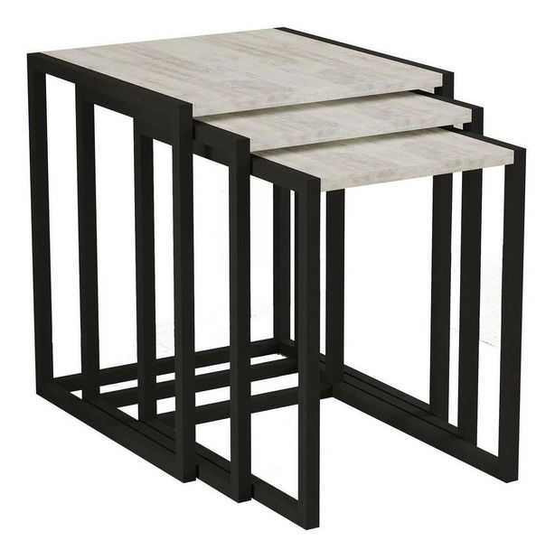 Dohányzóasztal szett (3 db.) Kibusa (fekete + kristály)