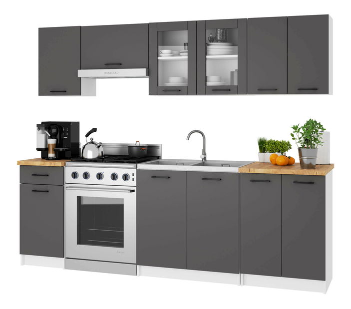 Gornja kuhinjska vitrina Organo 580 (bijela + grafit)