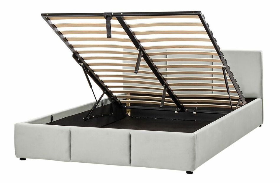 Franciaágy 140 cm Belize (világosszürke) (ágyráccsal) (tárolóhellyel)