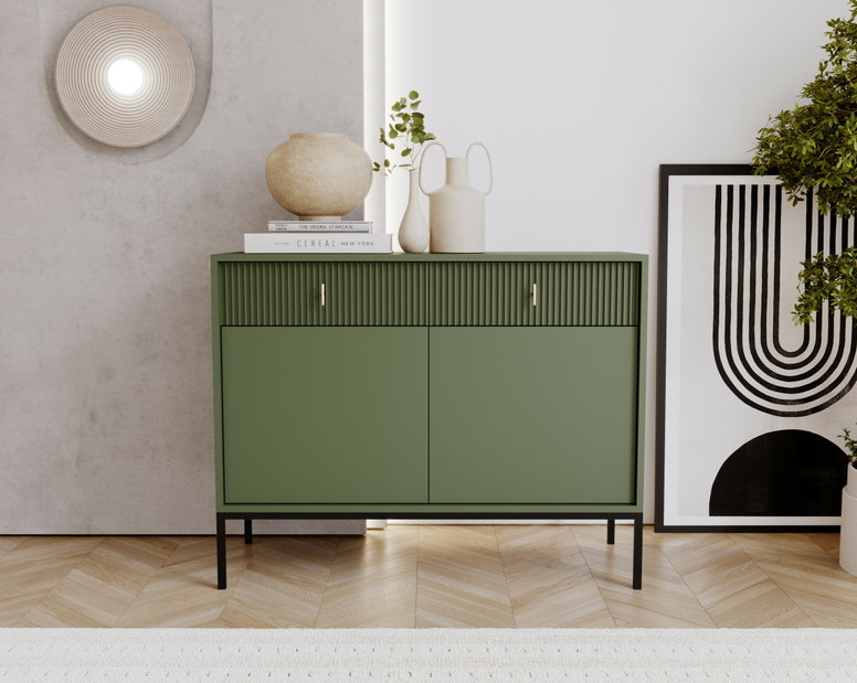 Comodă Magara 2D2S (verde fumuriu + negru)