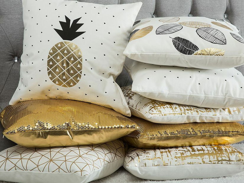 Set 2 ks. vankúšov 45 x 45 cm ASTARA (polyester) (zlatá)