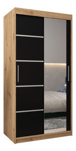 Dulap de haine 120 cm cu oglindă Verika 2 120 (stejar artisan + negru)