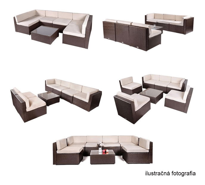 Záhradný ratanový set Monde (čierna + sivá)