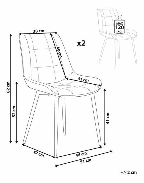 Set 2 buc. scaune pentru sufragerie Morose (maro auriu)