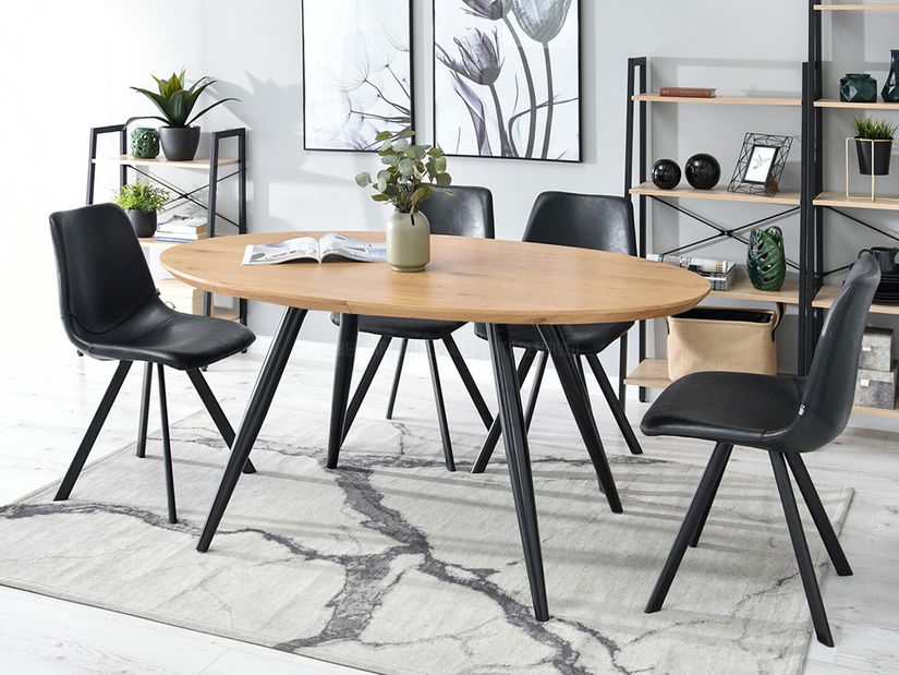 Masă de sufragerie Lisbon (stejar + negru)