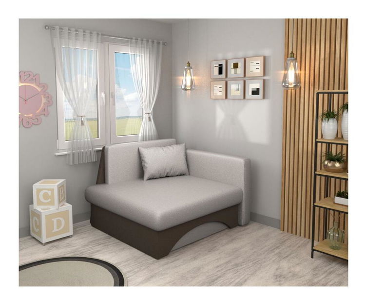 Fotel Kubosik new (bézsszürke taupe + barna) (J)