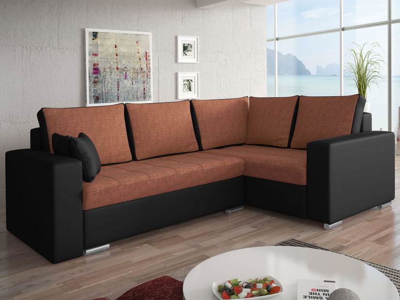Sarok kanapé Valentina Bis (narancssárga + fekete) (J)
