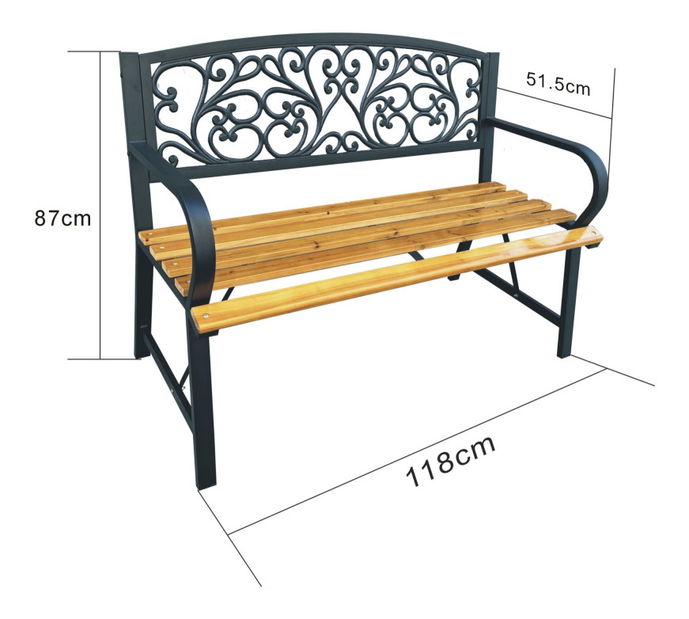 Vrtna klupa Natti (crna + prirodno drvo)