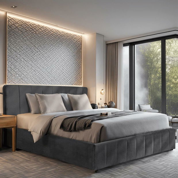 Manželská posteľ 160 cm Confundirla (sivá) (s roštom) (s úl. priestorom)